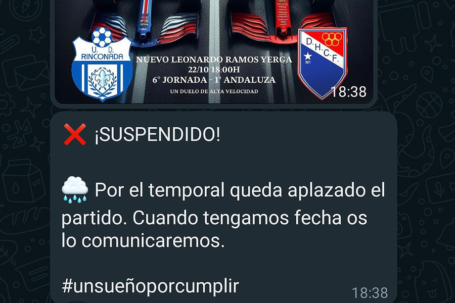 El temporal suspende el duelo del Rinconada