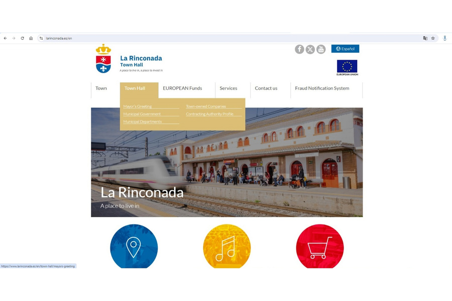 ‘La Rinconada Town Hall’, la versión en inglés de la web del Ayuntamiento